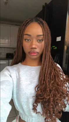 Caramel Brown Box Braids, Brown Box Braids Dark Skin, Brown Curly Box Braids, Maple Brown Box Braids, Dark Brown And Light Brown Braids, Brown Braids On Light Skin, Light Brown Braids With Curls, Maple Brown Braids, Light Brown Braids On Dark Skin