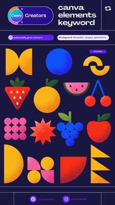 an image of a poster with different shapes and colors