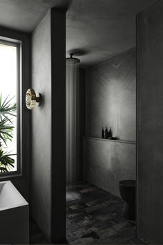 dark gothic inspired bathroom Nicole Hollis, Cotto Tile, Dark Tile, Terracotta Tile, Artisan Tiles, Cle Tile, Monochrome Palette, Tile Edge, Wall Exterior