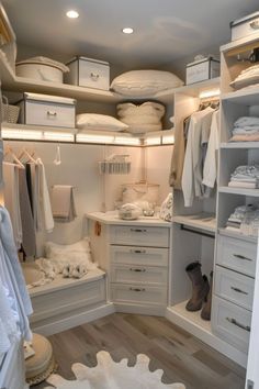 the closet is filled with all white items