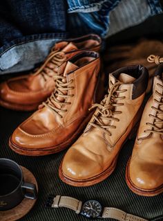 These work boots were built to keep you going, even during long shifts. Bring classic style to your work day with our Men's horsehide Work Boots. Crafted with thick, supple horsehide, they feature heavy water washing for an authentic worn vintage look. The sole and midsole are made of cowhide, with a top-grade six-layer leather bottom and Blake stitching. The TPU injected one-piece sole provides comfort and durability. A cowhide and rubber footbed absorbs sweat and offers cushioning. Handmade to order, shipped one week after payment. Texas Cowboys LRXZDHX Texas Cowboys, Mens Rugged, Denim Overalls Shorts, Mens Fashion Rugged, Chino Jeans, Parka Coat, Classic Man, Chinos Pants, Work Boots