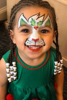 Xmas Face Painting Kids, Small Christmas Face Paint Ideas, Christmas Face Painting Step By Step, Winter Wonderland Face Paint, Paint Designs