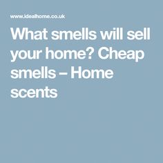 the words what smells will sell your home? cheap smells - home scents on a blue