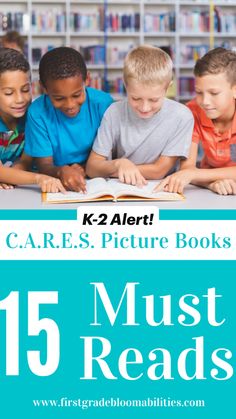 children reading books in the library with text overlay that reads, k - 2 alert c