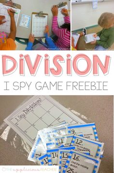 two pictures with the words division, it's spy game freebie