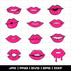 pink lips with different shapes and sizes