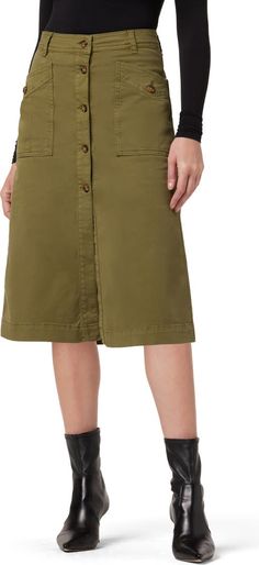 Joe's Jeans The Premium Cargo Midi Skirt | Nordstromrack Cargo Midi Skirt, Oversized Pockets, Look Rock, Size Chart For Kids, Savile Row, Cargo Skirt, Womens Size Chart, Joes Jeans, Newborn Girl