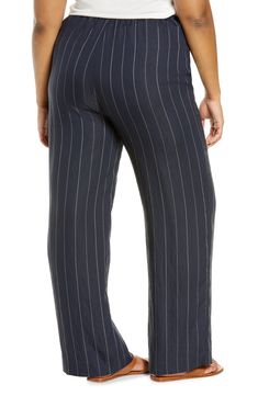 Classic stripes add to the polished style of these comfy pull-on pants that are absolutely office approved. Elastic waist Side-seam pockets 85% rayon, 14% nylon, 1% polyester Hand wash, line dry Imported Women's Clothing Viscose Wide-leg Workwear Bottoms, Workwear Wide-leg Viscose Pants, Viscose Wide-leg Pants For Work, Viscose Wide-leg Workwear Pants, Stretch Viscose Wide Leg Pants For Work, Viscose Ankle-length Pants For Work, Viscose Ankle-length Work Pants, Relaxed Fit Viscose Bottoms For Workwear, Rayon Wide-leg Workwear Pants