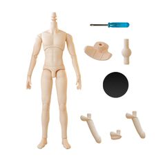 a plastic dummy is shown with tools to make it