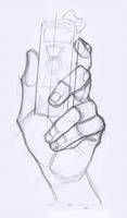 a drawing of a hand holding a cell phone