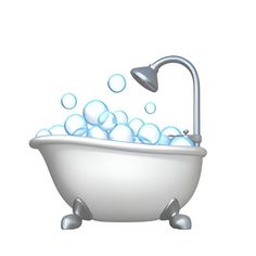 a bathtub with soap bubbles and a faucet on the side is shown