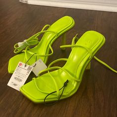 Never Worn, Nwt Small Scuff On Left Heel, Shown In Photo Zara Lime Green Heels, Zara Green High Heels, Zara Green Heels, Like Green, Green Heels, Zara Shoes, Shoes Women Heels, Shoes Heels, Size 7