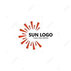 sun logo design with red and black colors