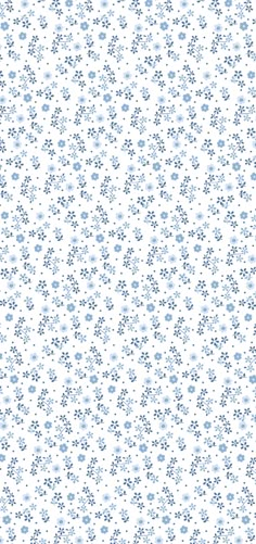 a white and blue floral pattern with small flowers on the left side of the image