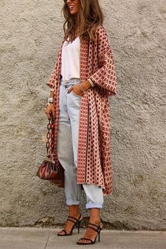 Vetement Hippie Chic, Look Boho Chic, Kimono Outfit, Mode Casual, Sleeve Cardigan, Looks Style