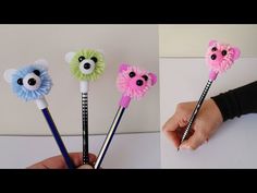 four different colored animal shaped pencils in the shape of flowers