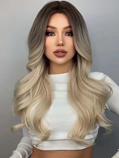 Gorgeous Hair Color, Long Blonde, Short Hairstyle, Hair Inspiration Color, Long Blonde Hair, Hair Inspo Color, Synthetic Wig, Long Curly Hair, Hair Color Trends