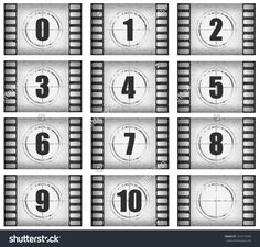 film reel numbers arranged in rows on a white background with clippings for each number