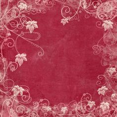 a red background with white flowers and swirls on it's edges is shown