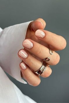 White Line Nails, Nails With Lines, Line Nails, Minimalist Nail, Quick Nail, Galaxy Nails