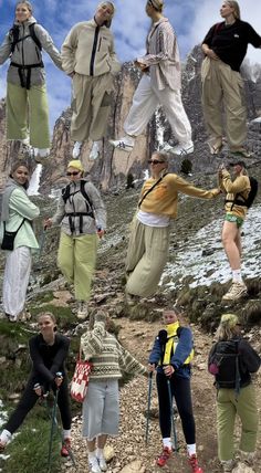 the collage shows many different people on skis