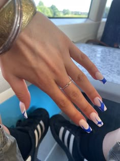 Interview Nails Acrylic, Interview Nails, Broken Nails, Blue Acrylic Nails, Simple Acrylic Nails, Girls Nails