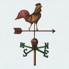 a rooster weather vane with an arrow pointing to the right