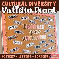 a bulletin board with some writing on it and the words, cultural diversity bulletin board