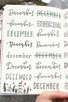 December Header, Header Ideas, Bujo Spreads, December Bullet Journal, Bullet Journal Font