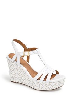 Wedding shoes? Need comfortable and high...Clarks® 'Amelia Avery' Platform Wedge Sandal | Nordstrom Wedding Shoes Strappy, Wedding Shoes Wedge, Strappy Wedding Shoes, Brides Shoes, Bride Sandals, Ivory Sandals, Wedding Shoes Pumps, Wedding Shoes Platform