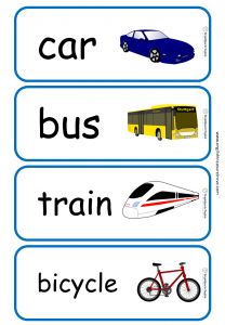 the words are in different languages to describe what is on the bus and how does it go