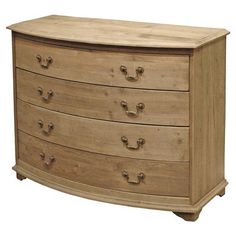 a wooden dresser with four drawers and two handles