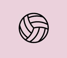 a black and white volleyball ball on a pink background