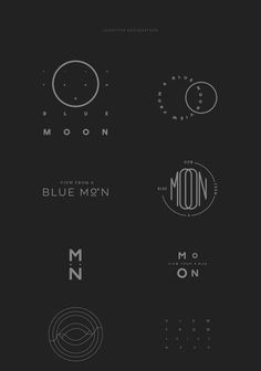 six different logos with the words moon, blue moon, and molon on them