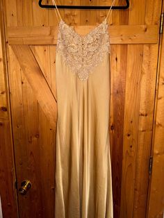 Stunning Gold/Tan Vintage Flora Nikrooz Slip Dress with Beautiful Embroidery and Corset Mock Styled Top Size Small Flora Nikrooz, Beautiful Embroidery, Women's Dress, Embroidery, Womens Dresses, Gold