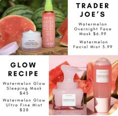 Watermelon Face Mask, Watermelon Face, Overnight Beauty Hacks, Glow Recipe Watermelon, Overnight Face Mask, Watermelon Glow Sleeping Mask, Watermelon Glow, Makeup Counter, Beauty Counter