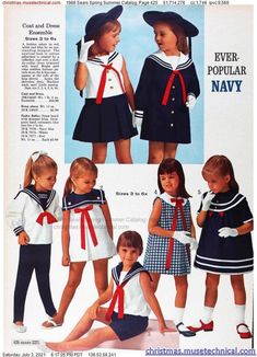 1950s Kids Fashion, Kids Catalogs, Vintage Kids Fashion, Vintage Girls Clothes, Vintage Kids Clothes, 60s 70s Fashion, Sailor Fashion, Sailor Dress, Grunge Look