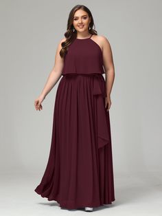 Cabernet Chiffon Halter Dress, White Wisteria, Simple Bridesmaid Dresses, Plus Size Bridesmaid, Bridesmaid Dresses Plus Size, Long Bridesmaid Dress, Chiffon Bridesmaid Dress, Lace Back, Chiffon Bridesmaid