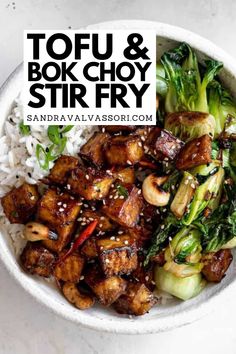 Bock Choy Recipes, Easy Tofu, Resep Vegan, Asian Dinner, Tofu Stir Fry, Bento Recipes, Healthy Recipies, Fried Tofu, Coconut Rice