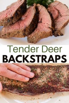 tender deer backstraps on a white plate