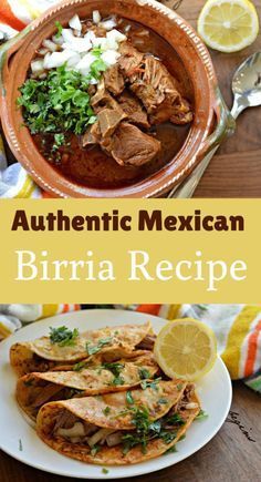 authentic mexican birria recipe with lemons and cilantro on the side