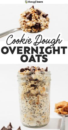 cookie dough overnight oats in a glass jar