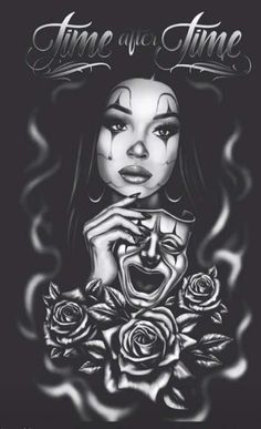 a drawing of a woman with roses on her chest and the words time to shine