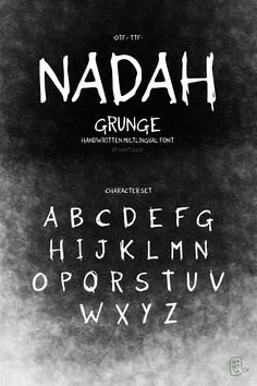 the letters and numbers are drawn in chalk on a blackboard with white writing that says naddah grunge