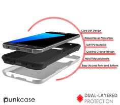 the back side of a cell phone case with instructions on how to put it in