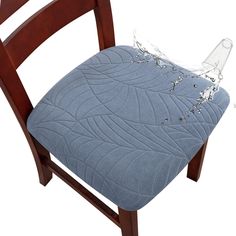 PRICES MAY VARY. [Unique Waterproof-Chair Seat Covers]: Stretch dining room chair covers with waterproof coating and a specially designed PE film inner layer. Double waterproof protection, prevent wet, stains and pet damage. Great for family with kids and pets. [Fit Size]: Seat cover for chairs applicable for seat cushion length 16''-22'' and width 16''-22'', seat cushion thick 1.5''-2.8''. Please measure the size of your furniture before purchase. [Fashion Design]: The dining chair seat slipcov Blue Dining Chairs, Blue And White Dining Room, Dining Room Chair Slipcovers, Dining Chair Seat Covers, Kitchen Chair Covers, White Dining Room Chairs, Dining Room Chair Covers, Blue Dining Chair, Stretch Chair Covers