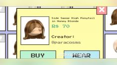 an image of some hair styles on the webpage for people to see in this game