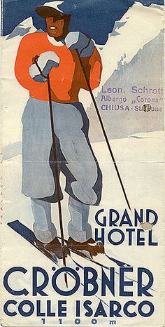 an old poster advertising a ski resort