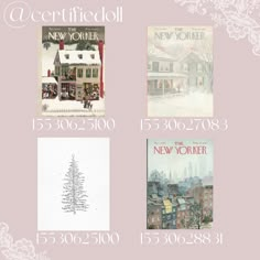 four different christmas cards with the words new york on them