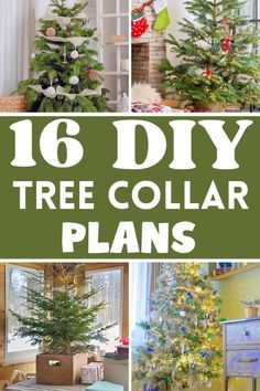 christmas tree collage with text overlay that reads 16 diy tree collar plans